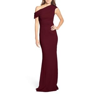 Katie May Layla Pleat One Shoulder Crepe Gown